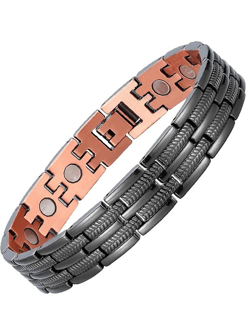 Relex Magnetic Copper Bracelet for Men, Pure Copper Bracelet with Ultra Strength Magnets Double-Row Magnet Design for Joint Pain Relief and Wellness - Image 1