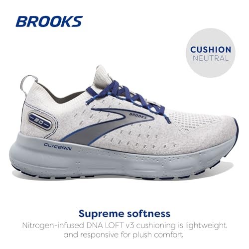 Brooks Men’s Glycerin StealthFit 20 Neutral Running Shoe - Oyster/Alloy/Blue Depths - 11 Medium - Image 2