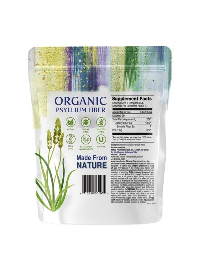 Konsyl Organic Psyllium Fiber - USDA Certified Psyllium Husk Daily Fiber Powder - All Natural Soluble Fiber, Gluten-Free & Sugar-Free - 340g Gusset Bag - Image 3