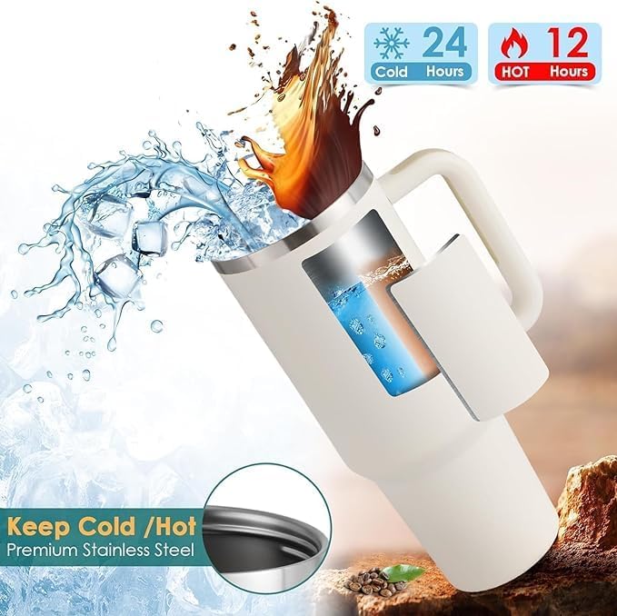 VDHJA Vidhja 12000ml Stainless Steel Vacuum Insulated Tumbler with Handle Lid and Straw LeakProof DoubleWall Design for HotCold coffee and Drinks Perfect for Home Office Gym Travel and Gifting - Image 3