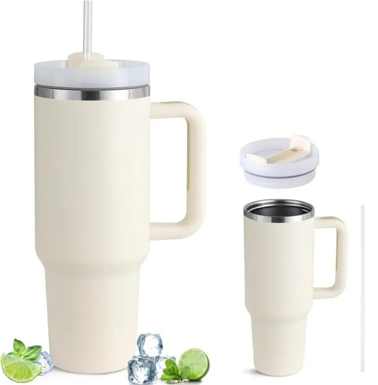 VDHJA Vidhja 12000ml Stainless Steel Vacuum Insulated Tumbler with Handle Lid and Straw LeakProof DoubleWall Design for HotCold coffee and Drinks Perfect for Home Office Gym Travel and Gifting - Image 1
