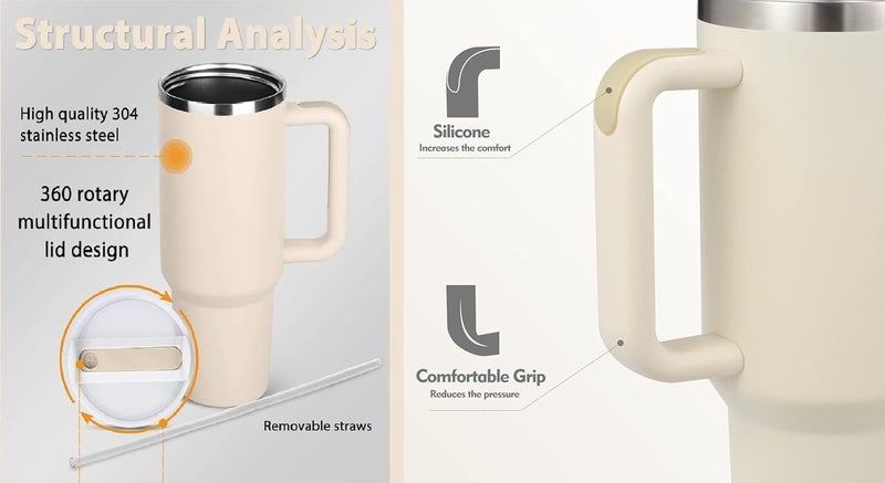 VDHJA Vidhja 12000ml Stainless Steel Vacuum Insulated Tumbler with Handle Lid and Straw LeakProof DoubleWall Design for HotCold coffee and Drinks Perfect for Home Office Gym Travel and Gifting - Image 5