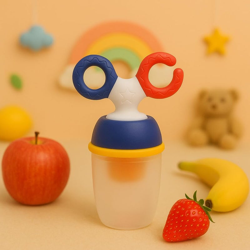 Silicone Fruit Nibbler with Handle Soft Pacifier Baby Food Nibler Chewing Pacifier for Babies Teether Baby Fruit Nibbler for Newborn Babies (White)