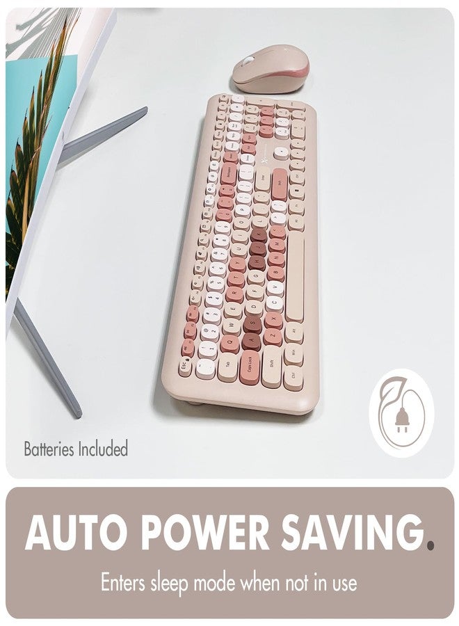 X9 Performance Colorful Keyboard and Mouse Combo - 2.4Ghz Wireless - Transform Your Space with a Cute Wireless Keyboard and Mouse Set (110 Keys and 18 Shortcuts) - for PC and Chrome (Brown) - Image 5