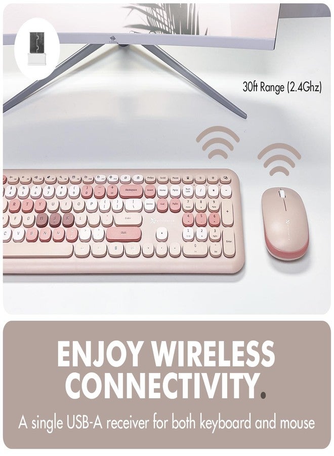 X9 Performance Colorful Keyboard and Mouse Combo - 2.4Ghz Wireless - Transform Your Space with a Cute Wireless Keyboard and Mouse Set (110 Keys and 18 Shortcuts) - for PC and Chrome (Brown) - Image 3