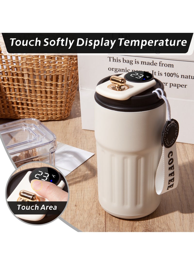 UCHUANG Smart LED Temperature Display Travel Office Coffee Mug, 316 Stainless Steel 450ML Durable Leak-proof Easy Grip Portable Thermos Mug（Black）  - Image 2