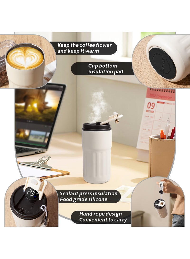 UCHUANG Smart LED Temperature Display Travel Office Coffee Mug, 316 Stainless Steel 450ML Durable Leak-proof Easy Grip Portable Thermos Mug（Black）  - Image 3