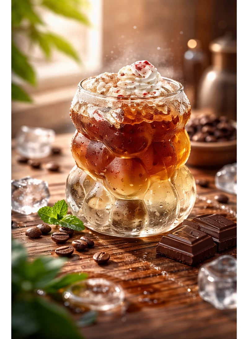 Bubbles Mug, 350 ml, clear glass for drinking juices, Nescafe, and ice coffee, one piece