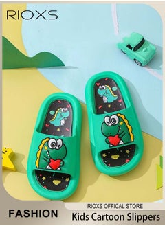 RIOXS Kids Cartoon Slippers, Boys Girls Slides Sandals, Toddler Little Kids Unisex Slippers, Outdoor Beach Slippers, Cushioned Thick Sole Cute Cartoon Shower Slippers, Perfect For All Seasons, Home Slippers Anti-Slip Bath Slippers  - Image 1