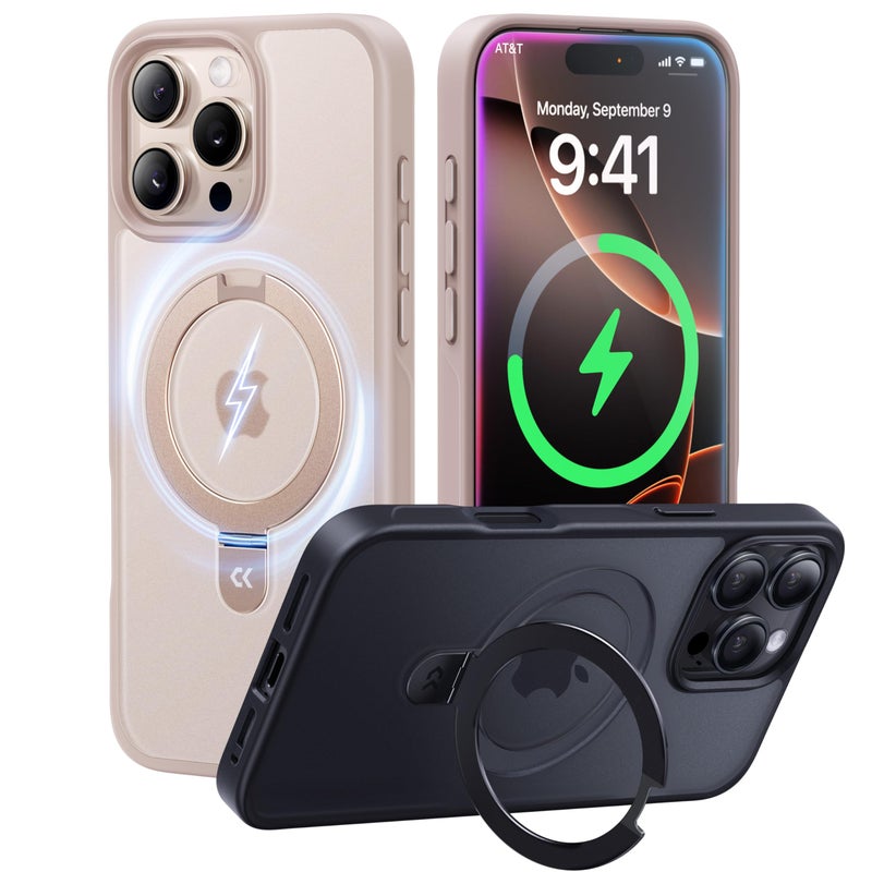 CASEKOO Ultra-Magnetic Stand for iPhone 16 Pro Max Case [Military Drop Protection] [Compatible with MagSafe] Shockproof Translucent Matte Slim Ring Holder Case for iPhone 16 ProMax 6.9", Gold - Image 1