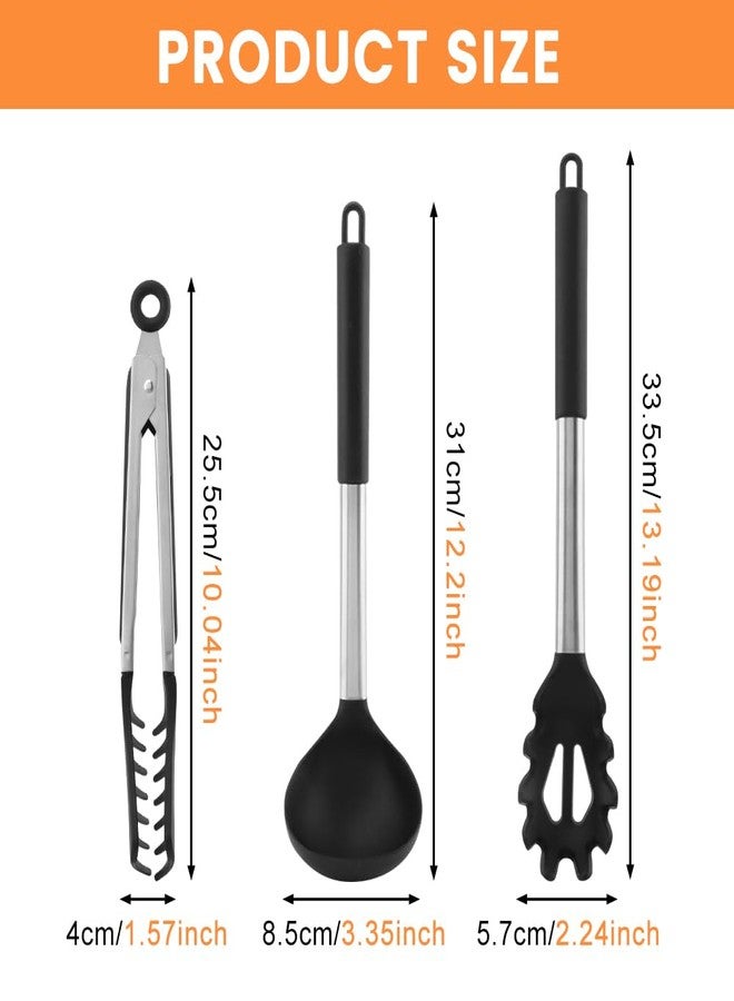 Kryslanix 3PCS Spaghetti Spoon,Pasta Fork and Tong,Non-stick Silicone Spoon Server Fork with teeth and Stainless Steel Handle Noodles Tong, Food Clip,Food Spoon for Spaghetti Noodle - Image 2