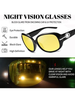Joopin Trendy Black Polarized Sunglasses & Fashion Night Vision Glasses, Rhinestone Oversized Sun Glasses Uv400 Butterfly Shades For Women  - Image 3