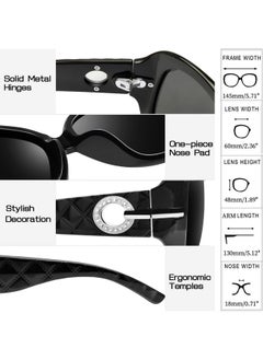 Joopin Trendy Black Polarized Sunglasses & Fashion Night Vision Glasses, Rhinestone Oversized Sun Glasses Uv400 Butterfly Shades For Women  - Image 4