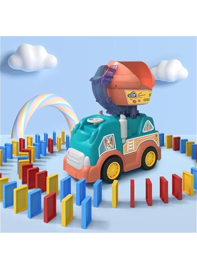 Automatic Domino Train Toys for Ages 5-7 Boys, Kids STEM Domino Truck Toys with 102PCS Dominoes and Mixer, Boys Birthday Gift Toys Age 4-6 - Image 1