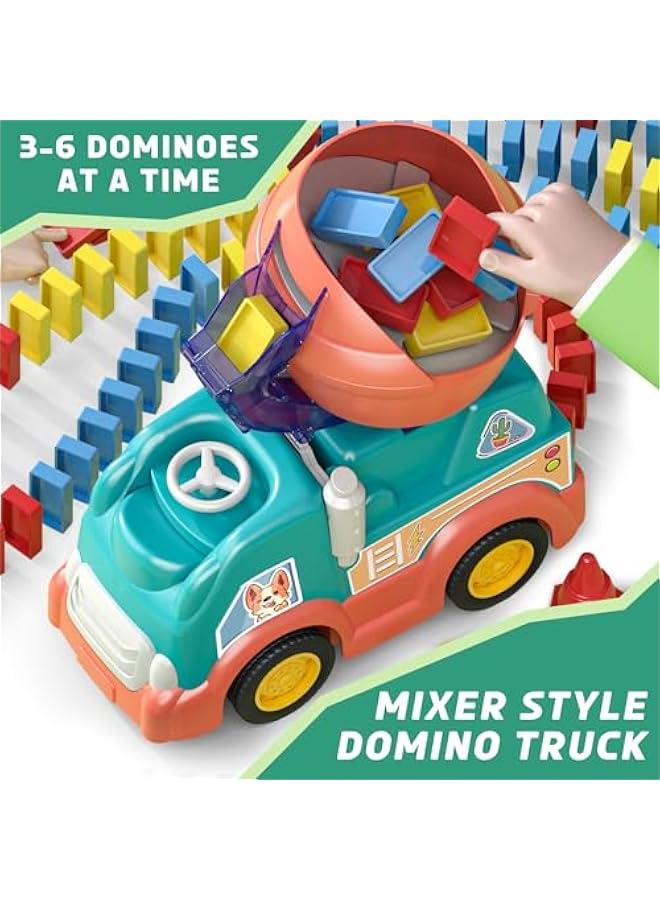 Automatic Domino Train Toys for Ages 5-7 Boys, Kids STEM Domino Truck Toys with 102PCS Dominoes and Mixer, Boys Birthday Gift Toys Age 4-6 - Image 2