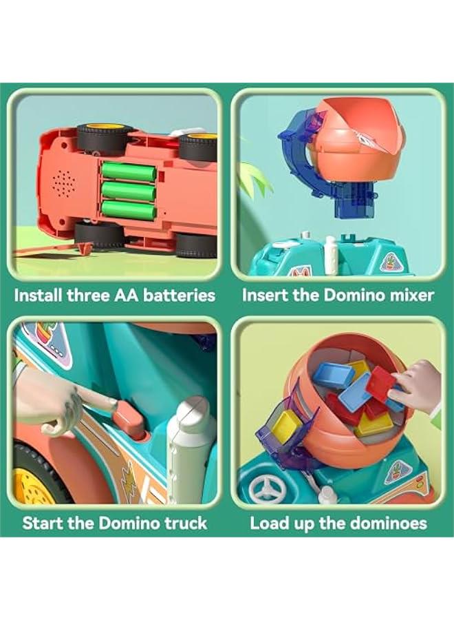 Automatic Domino Train Toys for Ages 5-7 Boys, Kids STEM Domino Truck Toys with 102PCS Dominoes and Mixer, Boys Birthday Gift Toys Age 4-6 - Image 3