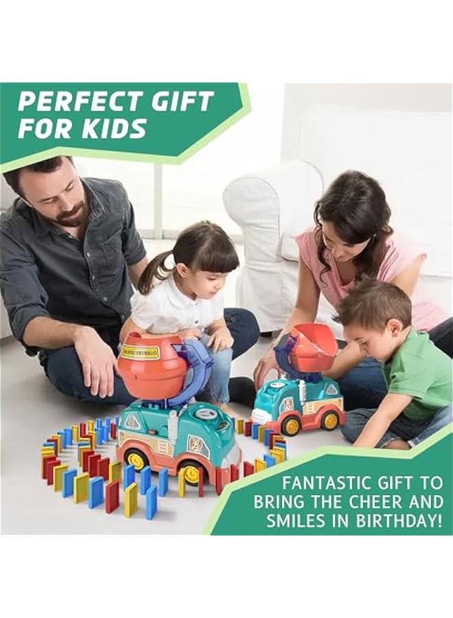 Automatic Domino Train Toys for Ages 5-7 Boys, Kids STEM Domino Truck Toys with 102PCS Dominoes and Mixer, Boys Birthday Gift Toys Age 4-6 - Image 5