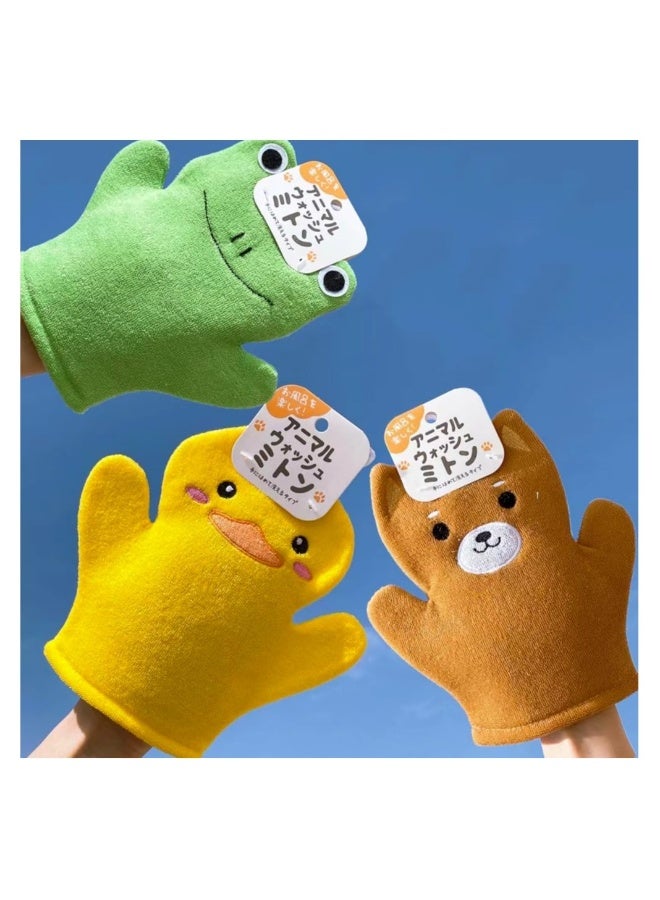 3 Pcs Bubble Glove Baby Bath Mitt Wash Hand Puppet for Kids Toddler Sponge Washcloth Adults Body Scrubber Ducks Frog Bear - Image 4