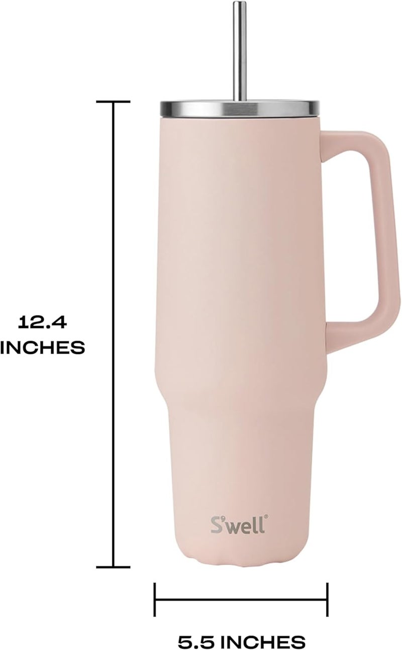 S'well Recycled Stainless Steel Tumbler XL with Straw and Handle, 40oz, Himalayan Salt, Triple Layered Vacuum Insulated Containers Keeps Drinks Cold for 50 hours and Hot for 10 - Image 4
