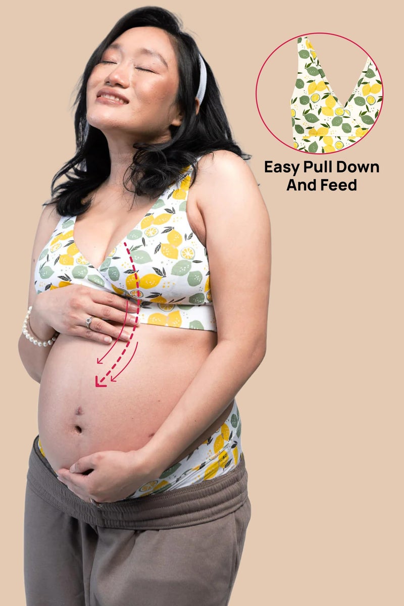 Circus &Circus Maternity Bra | Nursing Bra for Women | Pull Down Feeding Bra | Non Padded Bra for Women Slip On | Tencel Micromodal | Lemon Crush, 3XL - Image 3