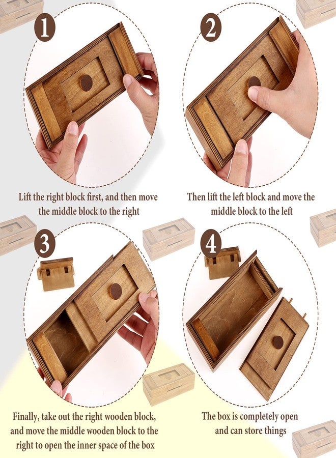 Oppaxf Puzzle Box 3 Pack Wooden Secret Puzzle Box with Hidden Compartment 3D Brain Teaser Magic Drawers Secret Magic Box Wooden Box Puzzle Case Difficult Puzzles Boxs Gift Card for Adults and Kids - Image 3