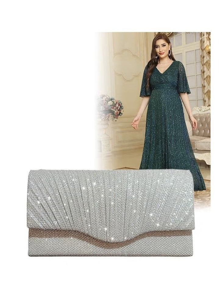 Women Shiny Glitter Evening Clutch Bag Envelope Handbag Chain Purse Bag Crossbody Bag for Wedding Formal Cocktail Party - Image 1