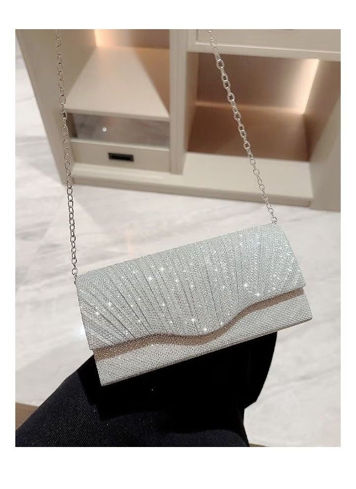 Women Shiny Glitter Evening Clutch Bag Envelope Handbag Chain Purse Bag Crossbody Bag for Wedding Formal Cocktail Party - Image 4