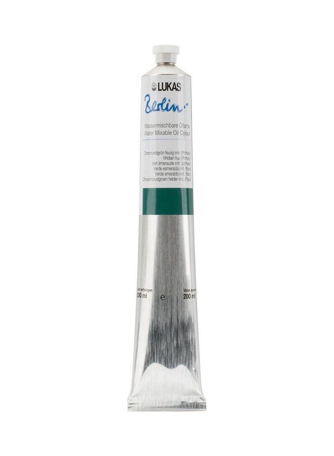 Lukas Berlin Pro Artists Water Mixable Oil Paint 200 ml Tube Viridian Hue, Water Soluble, Lightfast Pigments, Quick Drying, Easy Clean-Up, Eco-Friendly, Professional Quality, 40 Color Range - Image 1