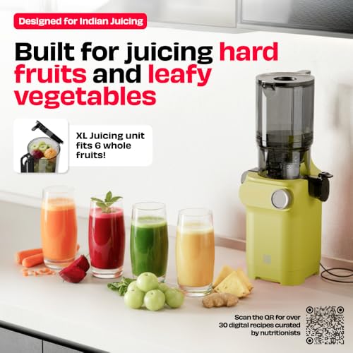 NUUK DRIP Cold Press Juicer For Home | Max Nutrition | Easily Juices Hard Fruits & Veggies | No Chopping with 108mm Wide Chute | Easy Assembly & Cleaning | Tritan Jars for Max Safety | 6 Year Warranty - Image 3