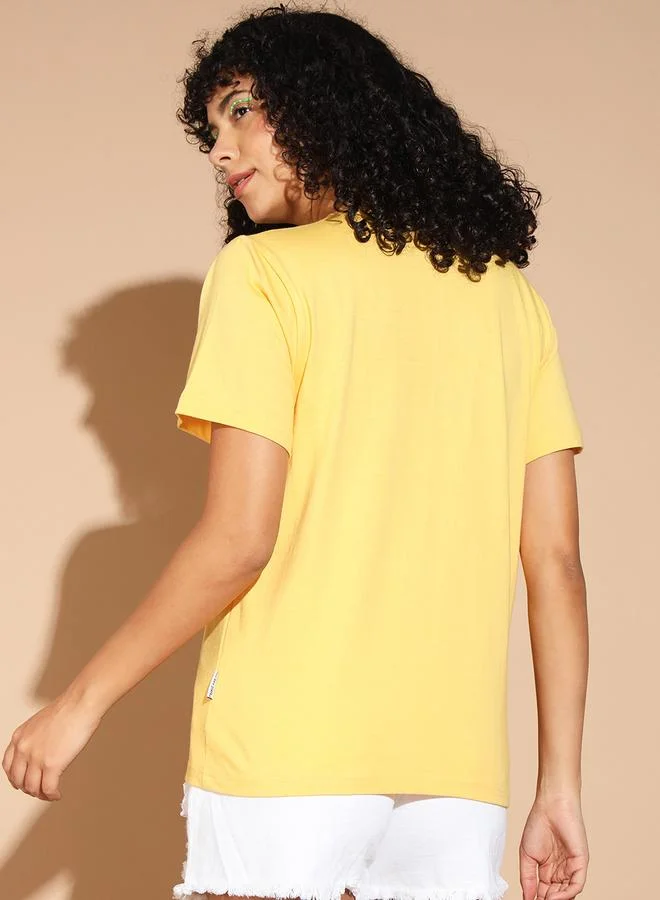 Take Two Yellow Graphic Print Cotton T-Shirt By The Dry State