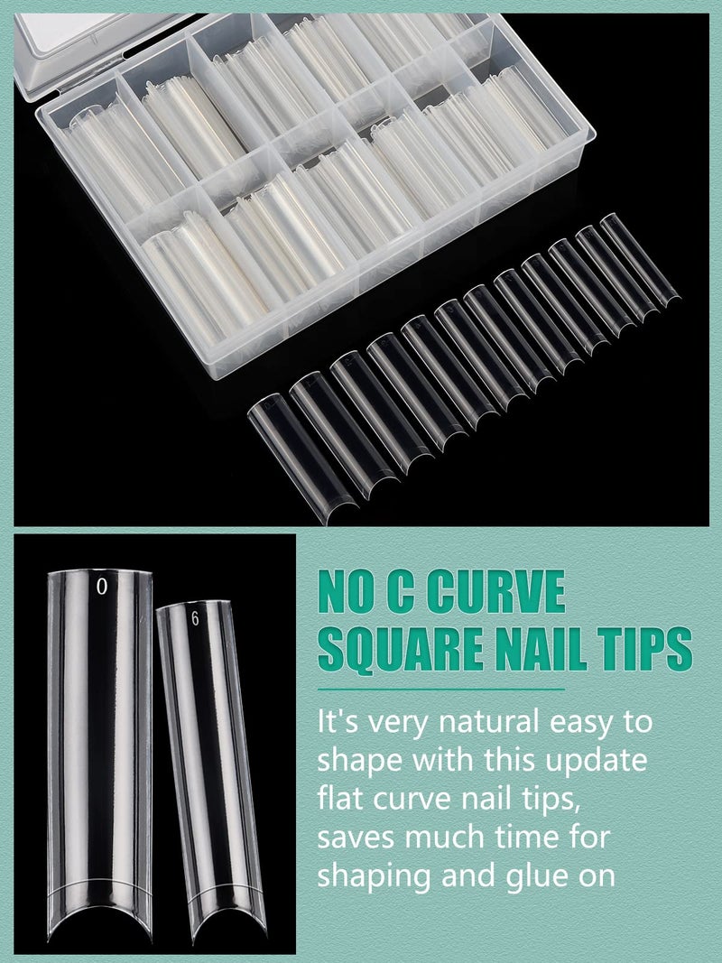 LIONVISON 480PCS Extra Long NO C Curve Nail Tips XL, 2 Packs Natural and Clear Nail Tips for Acrylic Nails Professional Set, 12 Sizes Straight Tapered Square Press on False Nail Tips for Nail Art Salon Home DIY - Image 3