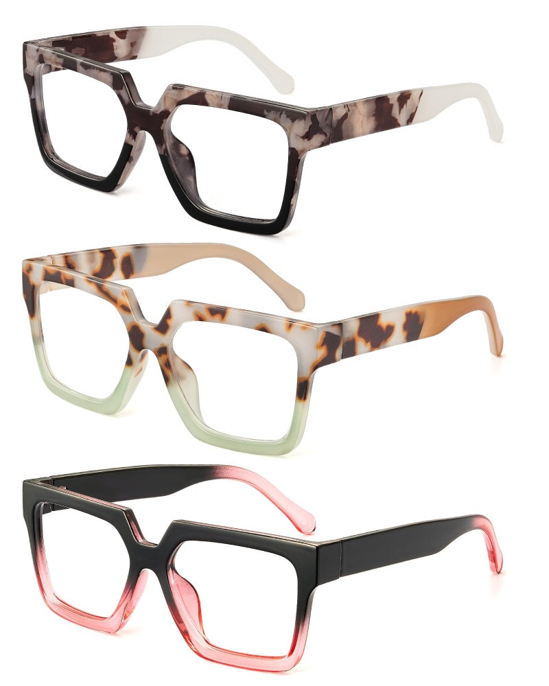 JM Oversized Reading Glasses for Women Square Oprah Style Readers for Woman Trendy Blue Light Blocking Womens Reader 175 - Image 3
