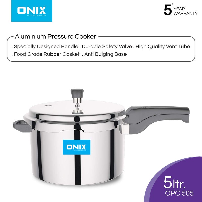 Onix Enthusing Generations Opc505 Outer Lid Aluminium Pressure Cooker 5 Litres Silver - Image 2