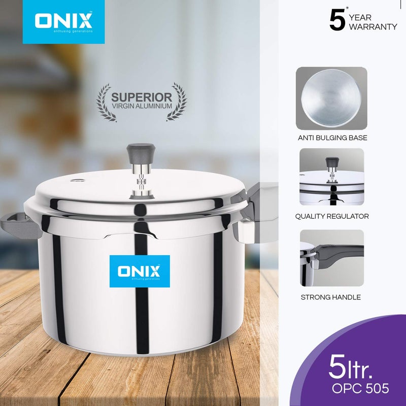 Onix Enthusing Generations Opc505 Outer Lid Aluminium Pressure Cooker 5 Litres Silver - Image 3