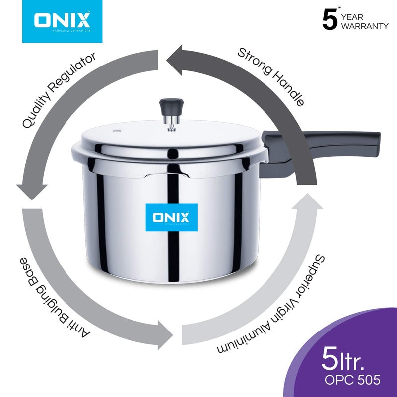 Onix Enthusing Generations Opc505 Outer Lid Aluminium Pressure Cooker 5 Litres Silver - Image 4