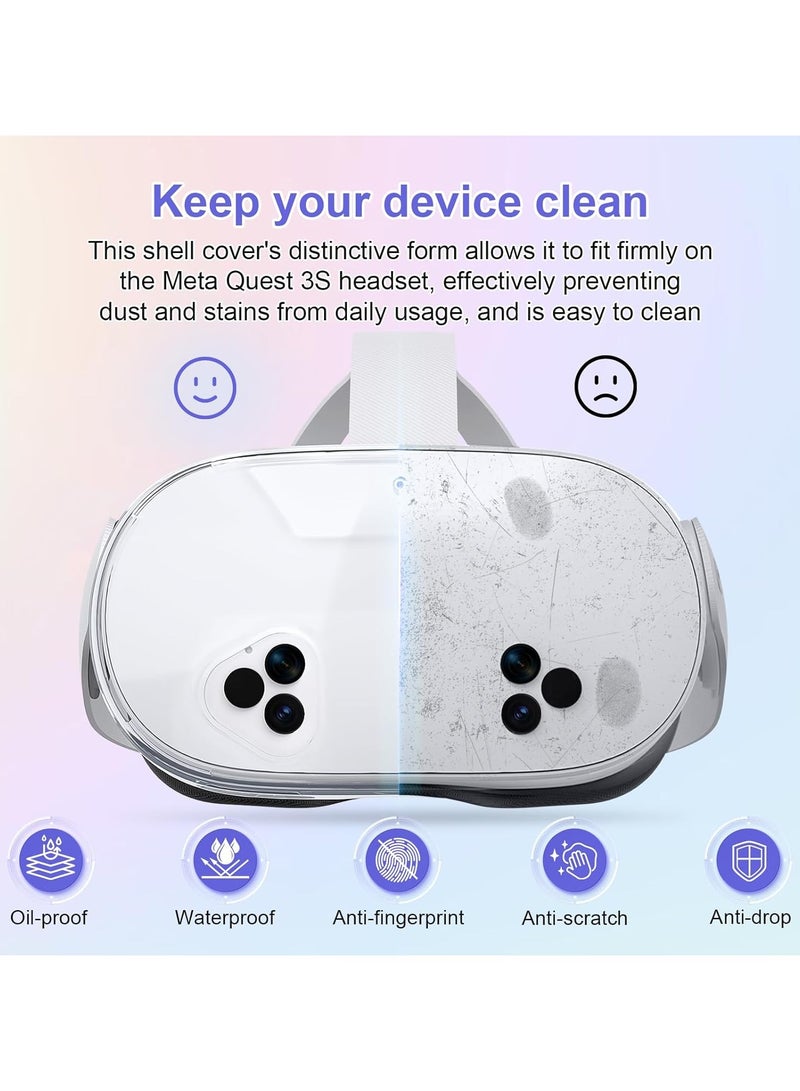 غطاء حماية TPU متوافق مع Meta Quest 3S، يشمل غطاء شفاف للهيكل، غطاء العدسات، وأغطية العصا للتحكم. - Image 2