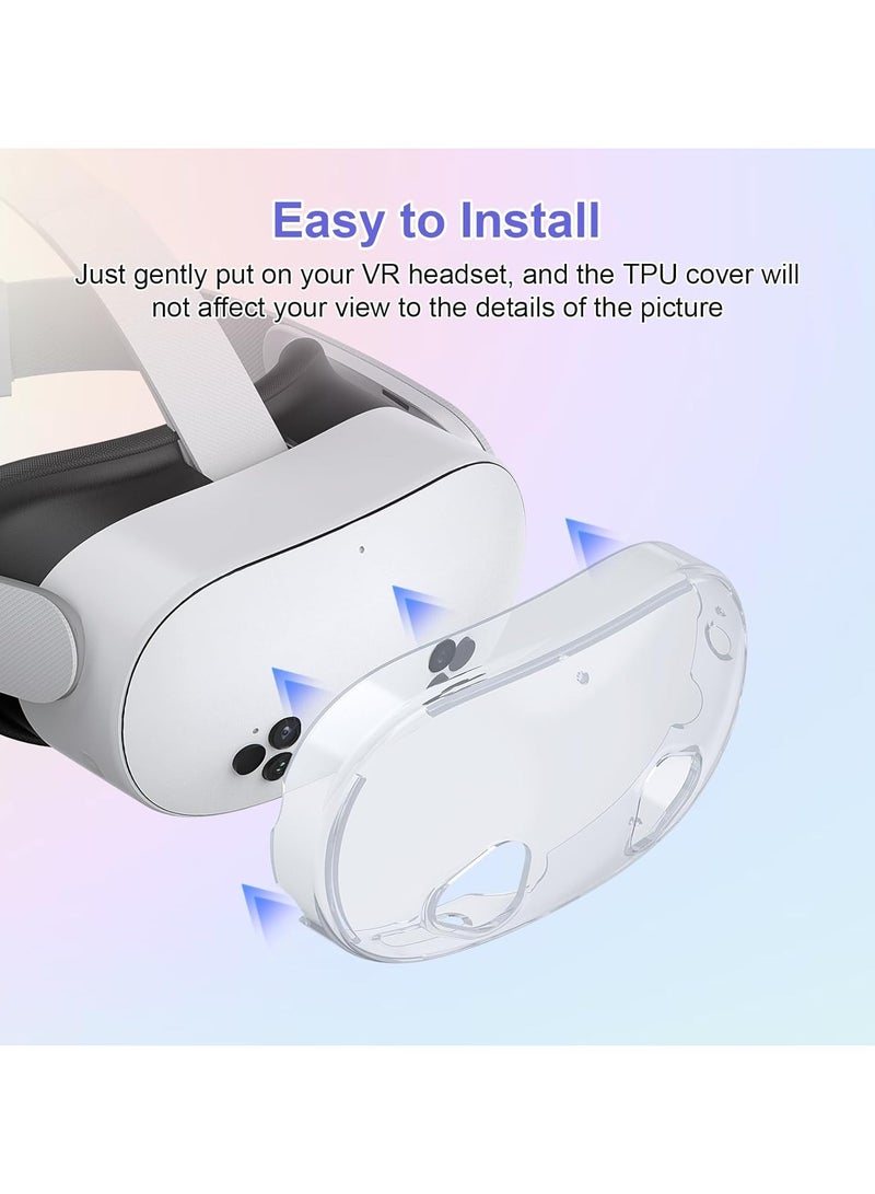 غطاء حماية TPU متوافق مع Meta Quest 3S، يشمل غطاء شفاف للهيكل، غطاء العدسات، وأغطية العصا للتحكم. - Image 4