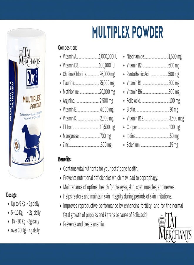 (Imported) TM Presents MULTIPLEX Vitamin and Mineral Supplement for Dogs and Cats||Rich in Taurine and Arginine||200 Gram - Image 3