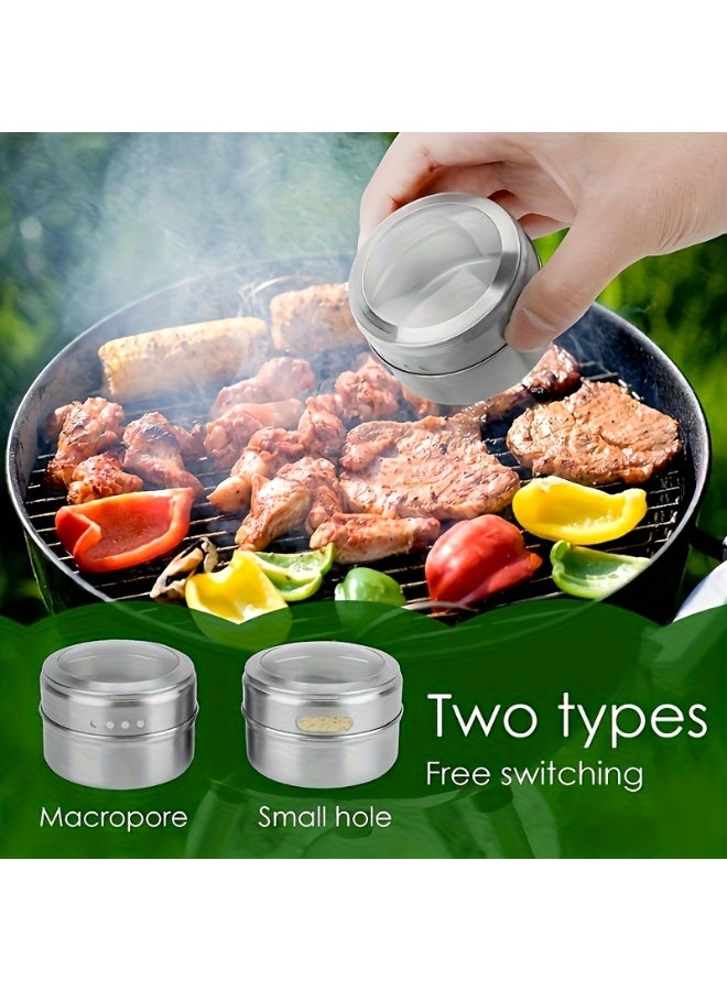 6 Pcs Magnetic Spice Jars with Metal Backing,Wall Mounted Stainless Steel Spice Tins, Excellent Sealing Seasoning Container, Rust-proof Conditment Storage Jar,for Home Kitchen Restaurant BBQ - Image 2