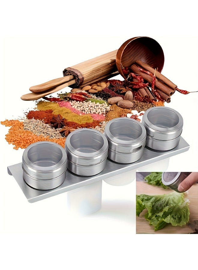 6 Pcs Magnetic Spice Jars with Metal Backing,Wall Mounted Stainless Steel Spice Tins, Excellent Sealing Seasoning Container, Rust-proof Conditment Storage Jar,for Home Kitchen Restaurant BBQ - Image 4