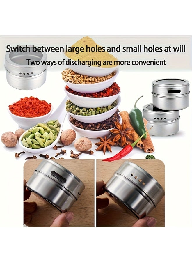 6 Pcs Magnetic Spice Jars with Metal Backing,Wall Mounted Stainless Steel Spice Tins, Excellent Sealing Seasoning Container, Rust-proof Conditment Storage Jar,for Home Kitchen Restaurant BBQ - Image 5