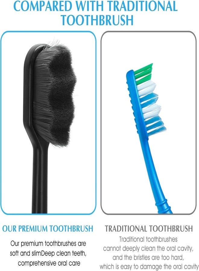 9UP® 4Pcs Ultra Soft Toothbrush For Adult | Manual Toothbrush With 20000 Extra Soft Bristles For Sensitive Gums & Teeth, Pregnant Women, Kids & Elders (Black Brush Black ZikZak Bristles) - Image 2