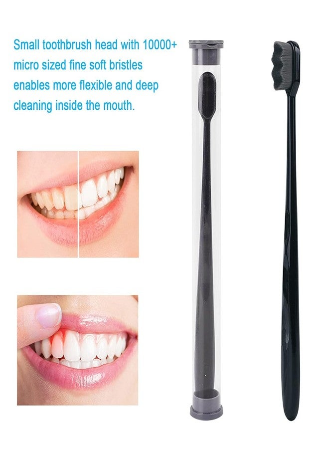 9UP® 4Pcs Ultra Soft Toothbrush For Adult | Manual Toothbrush With 20000 Extra Soft Bristles For Sensitive Gums & Teeth, Pregnant Women, Kids & Elders (Black Brush Black ZikZak Bristles) - Image 5