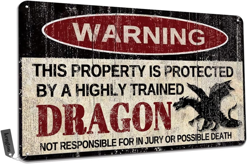 kengtou Vintage Dragon Warning Metal Sign - Image 1