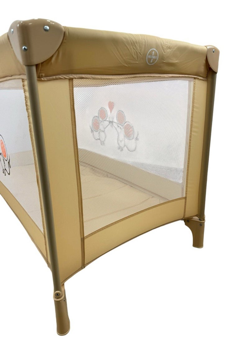 Papimo Portable Baby Bed 120*60*75cm, Multifunctional Foldable Travel Bed, Adjustable Infant Travel Bed with Mosquito Net - Yellow - Image 4