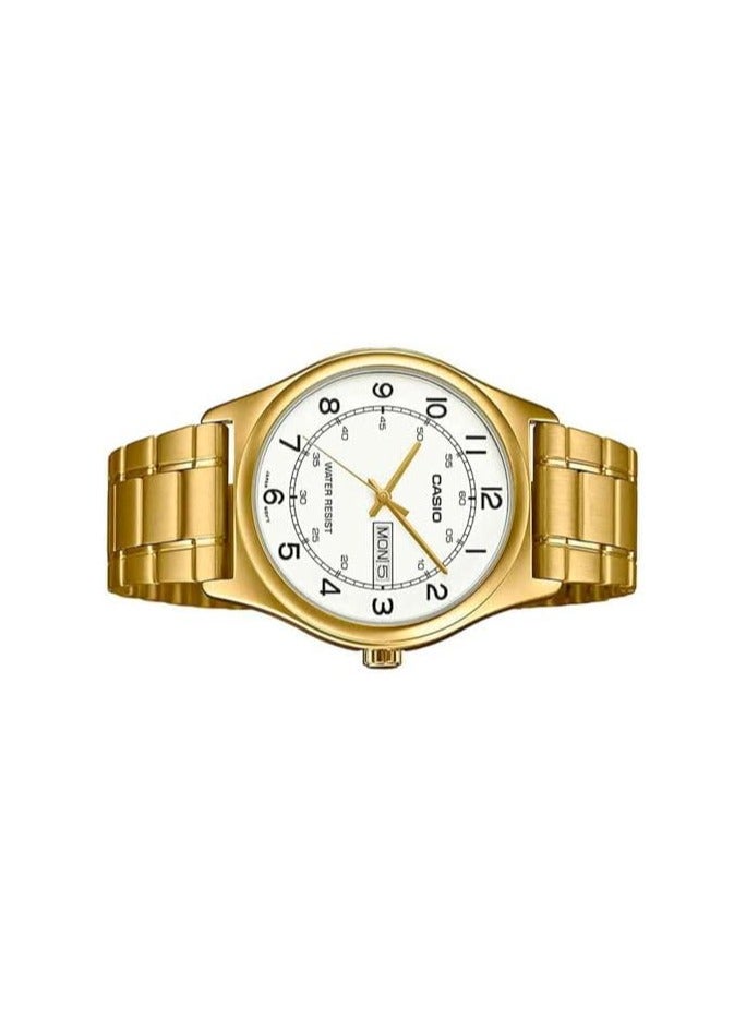 Casio Men's Watch - MTP-V006G-7BUDF White Dial, Gold Band - Image 2