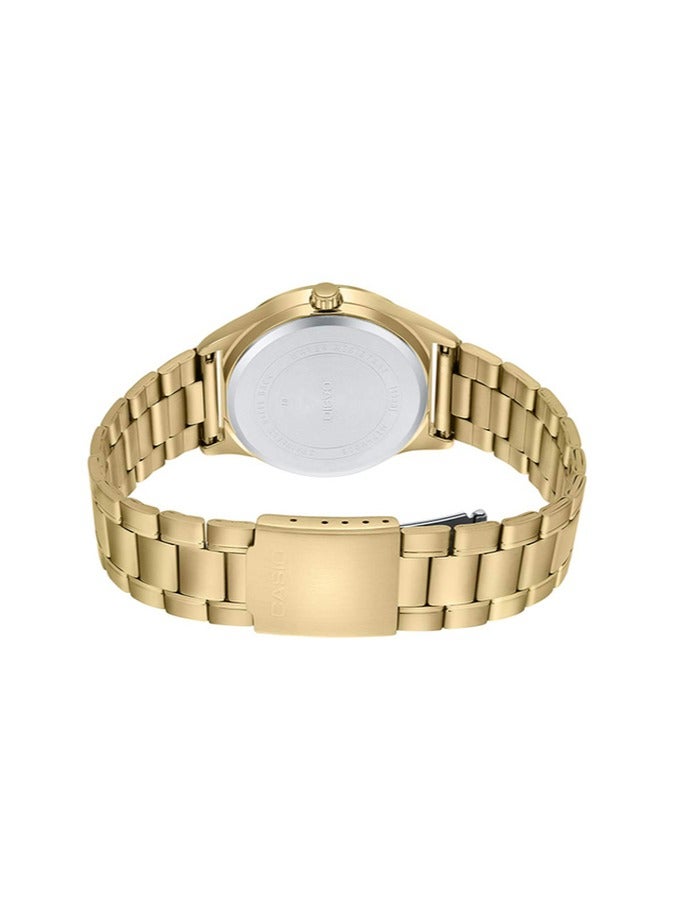 Casio Men's Watch - MTP-V006G-7BUDF White Dial, Gold Band - Image 3