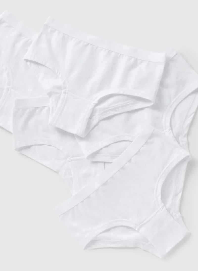 Matalan 5 Pack Girls White Hipsters