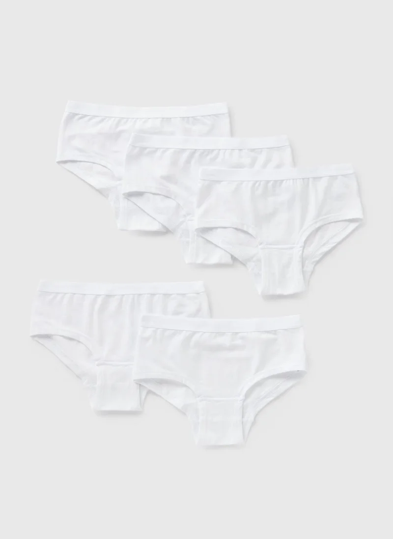 Matalan 5 Pack Girls White Hipsters