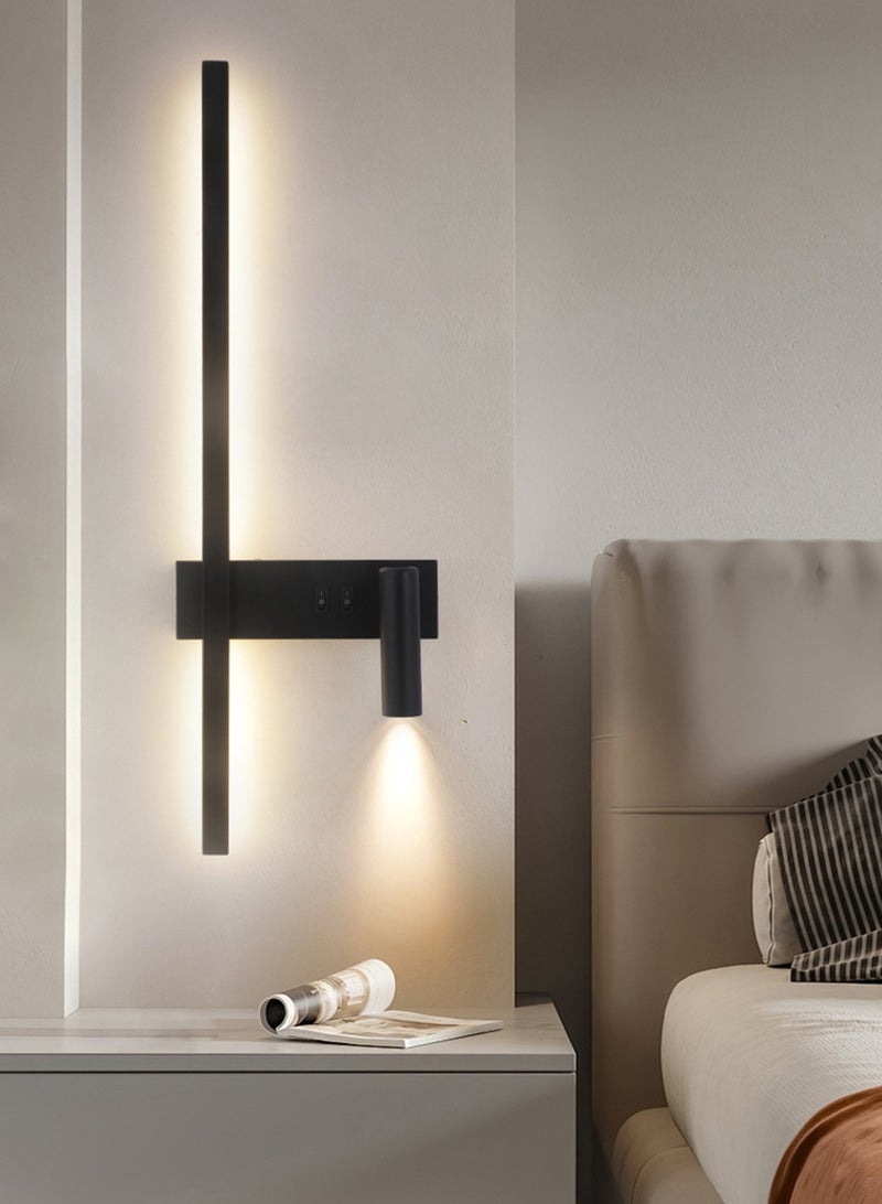 لوبيتيز الحد الأدنى أدى قطاع الجدار مصباح ( أسود ، 60cm ، 3000K الضوء الدافئ ، بقعة ضوء على اليمين ) أدى الجدار مصباح غرفة نوم مع بقعة ضوء - مصباح الجدار الداخلي - مثالية لتزيين الجدار - LED مصباح الداخلية - الإضاءة الداخلية - ديكور الغرفة - مصباح - مجلس الوزراء السرير - غرفة نوم - Image 2